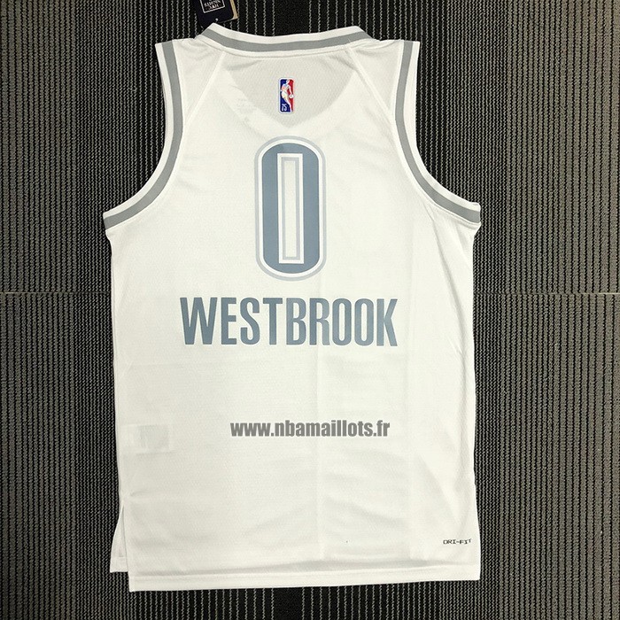 Maillot Oklahoma City Thunder Russell Westbrook NO 0 Ville 2021-22 Blanc